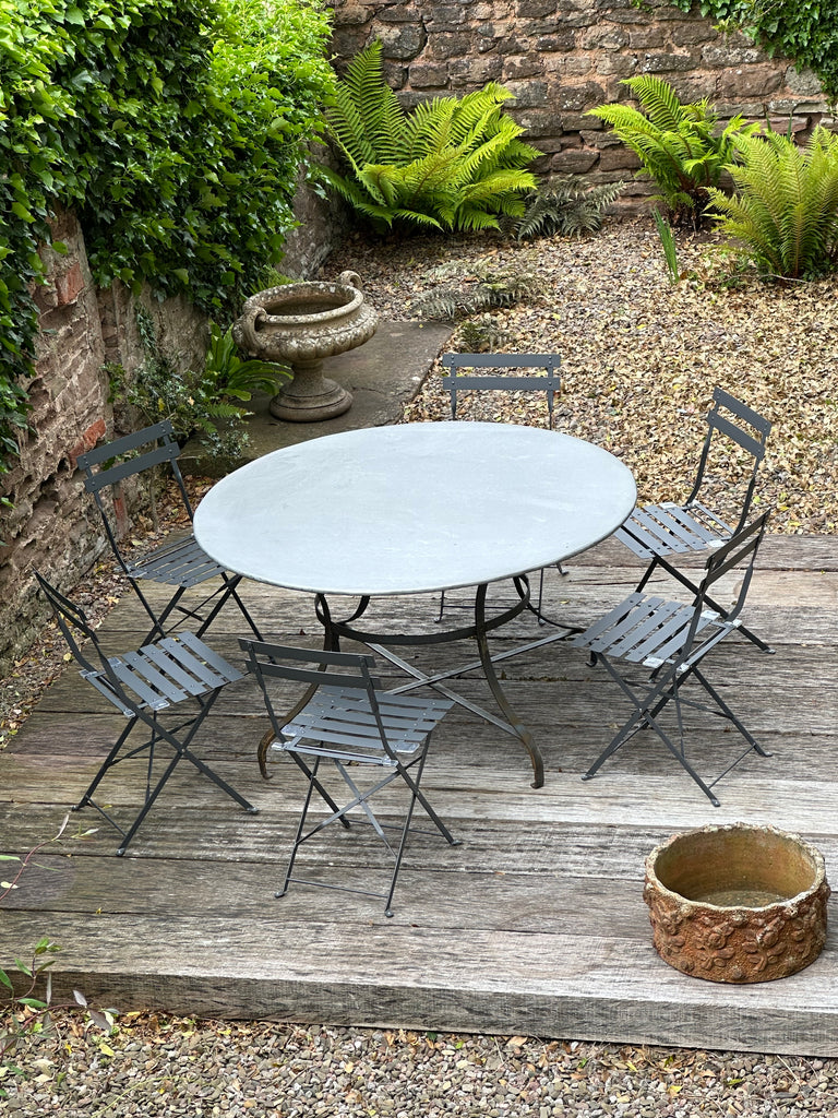 circular zinc garden tables