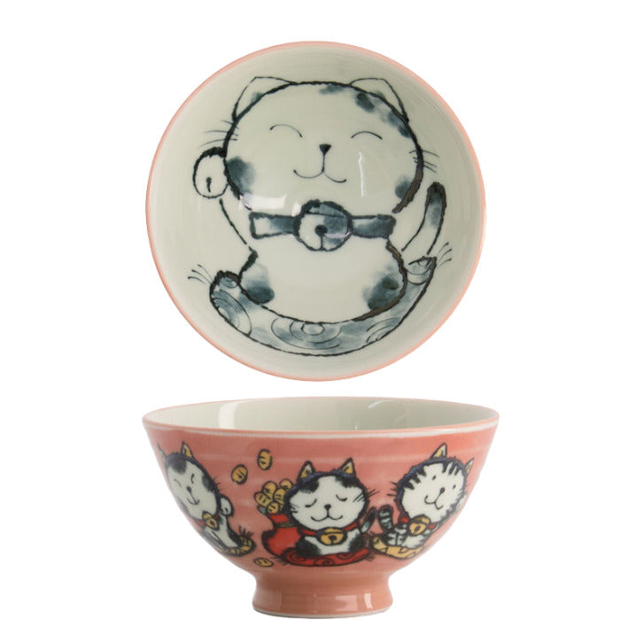 pink lucky cat bowls