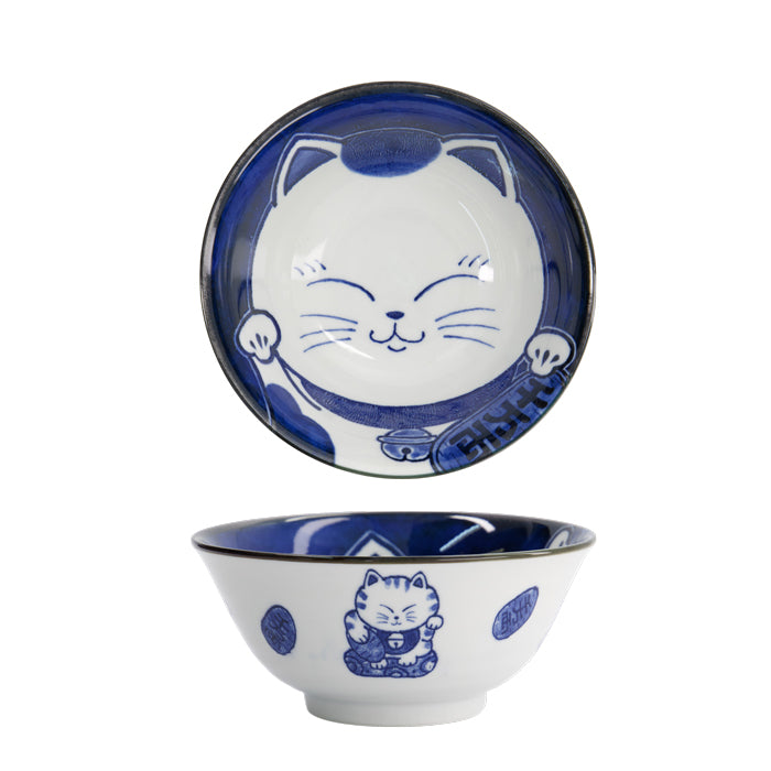blue lucky cat bowls