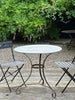 circular zinc garden tables