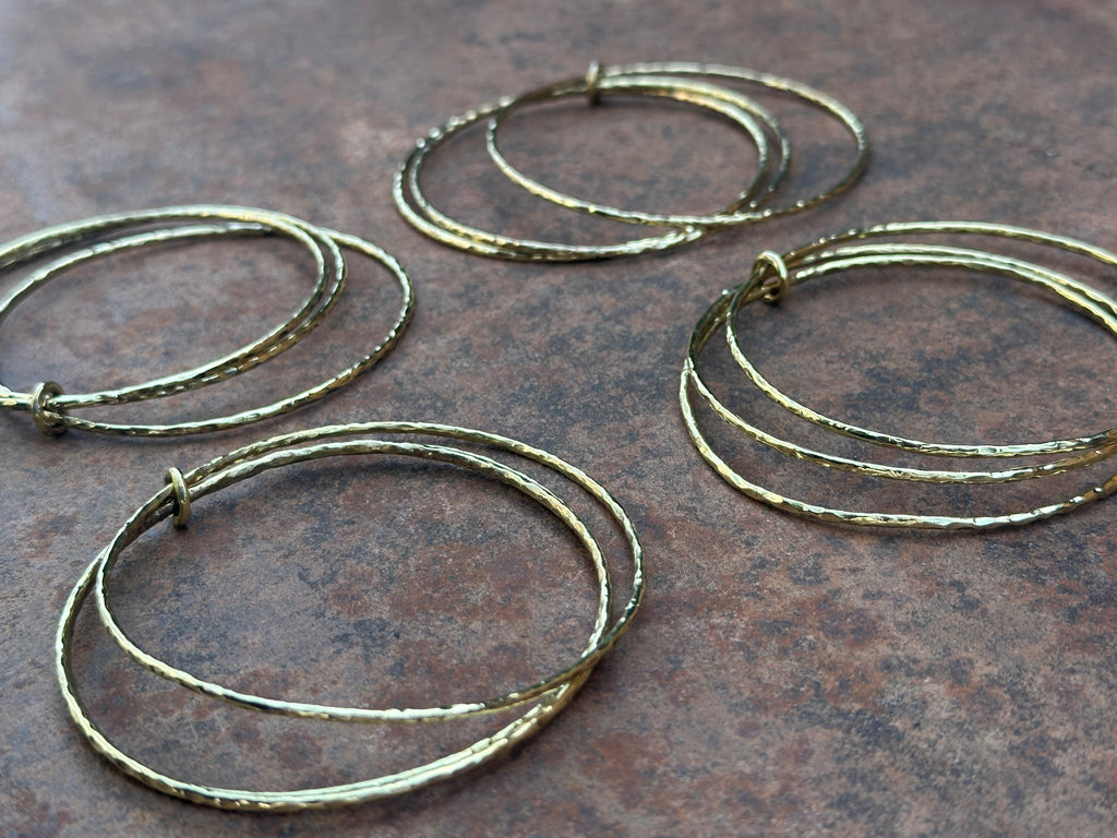 hammered brass bangle cluster