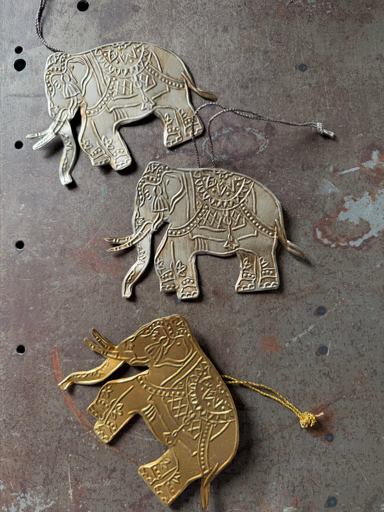 brass and nickel elephants