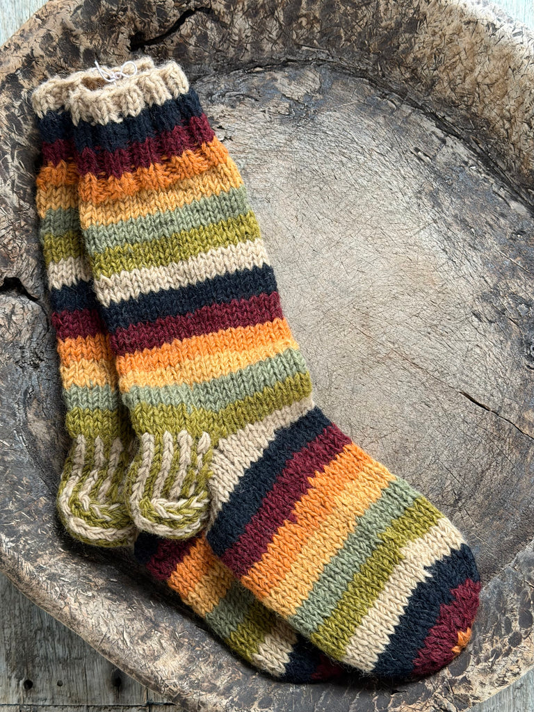 knitted stripey socks