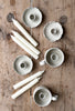 speckled candleholders