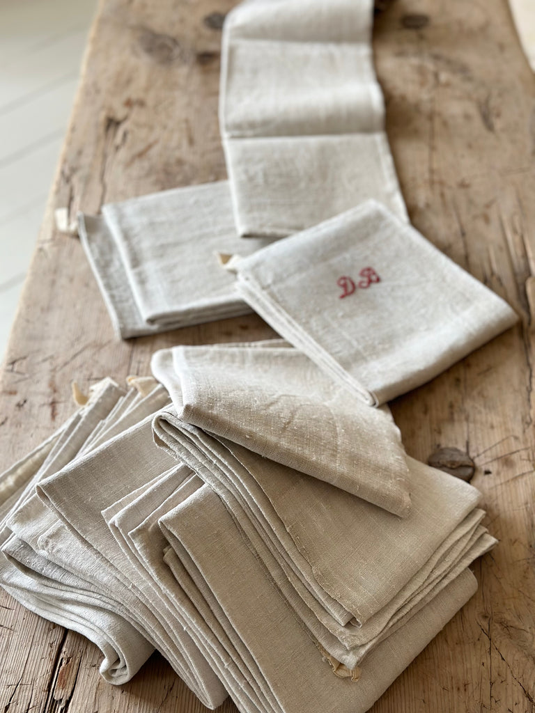 antique french linen tea towels