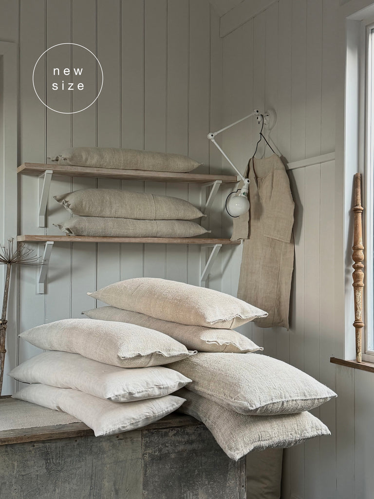 antique linen grain sack cushions