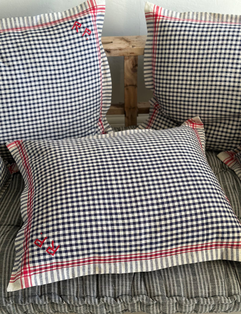 old gingham cushions