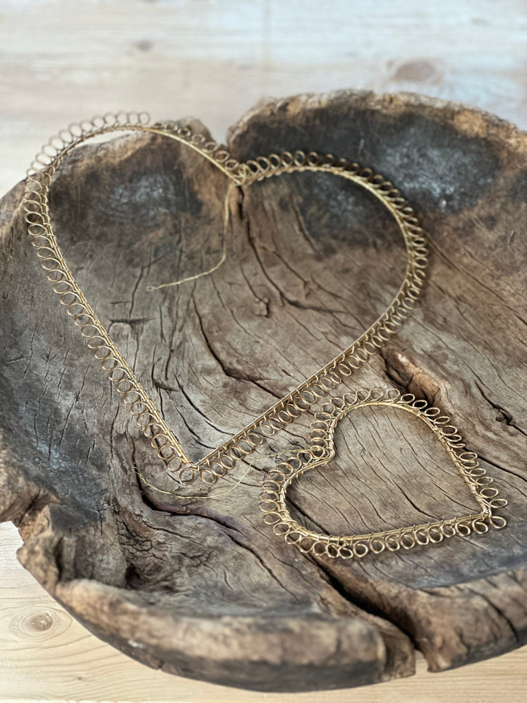 brass wirework hearts
