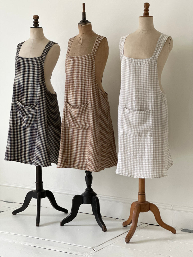 baileys gingham linen crossover aprons