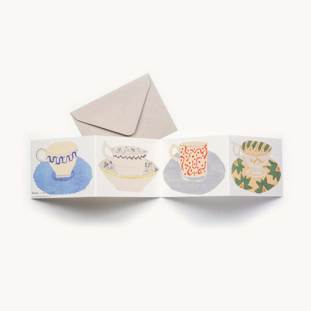 tea cups concertina card