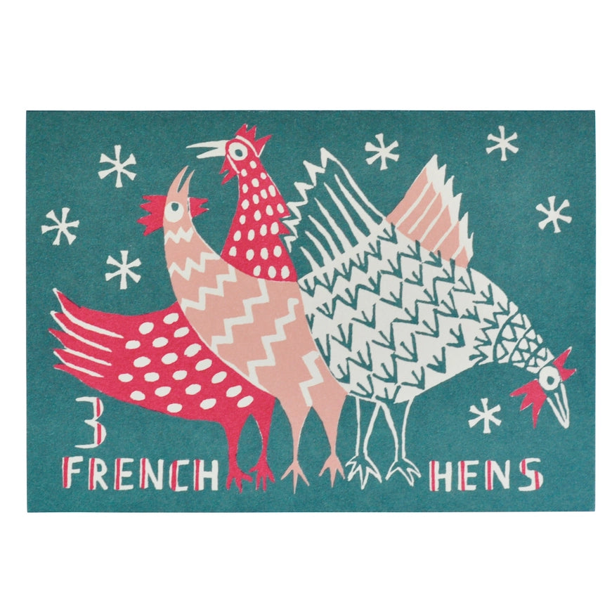 three french hens greetings card