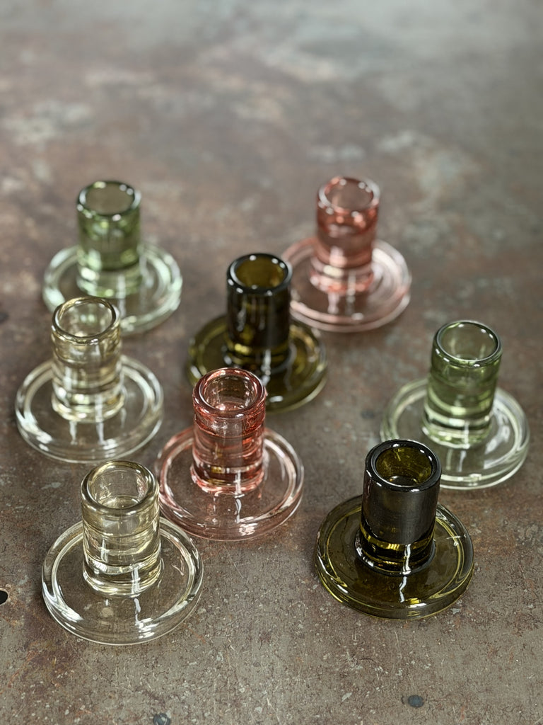 short glass candlestick