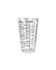 Clear glass measuring cup with milliliter markings on a white background