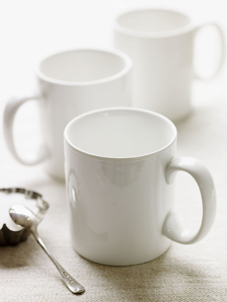 large white mugs, porcelain, simple and classic design