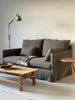 grey hand made linen sofa with loose covers