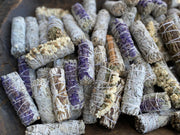 bundles of sage tied with string.