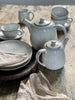 speckled stoneware tea set.